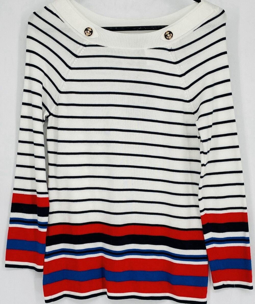 Brooks Brothers Supima Cotton Nautical Sweater XS NWT Anchor Button Stripe